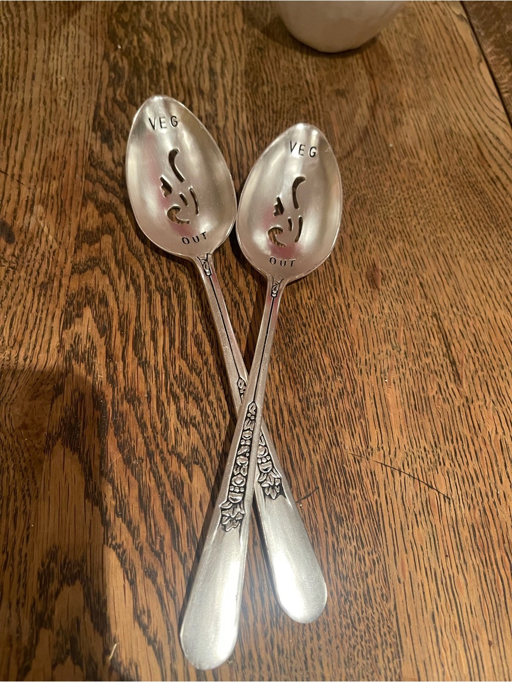 Mud Pie Veg Out Stainless Steel Serving Spoons - Silver (Pair)